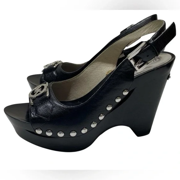 Michael Michael Kors Open Toe Platform Charm Sling Wedge Sandals - Picture 2 of 7
